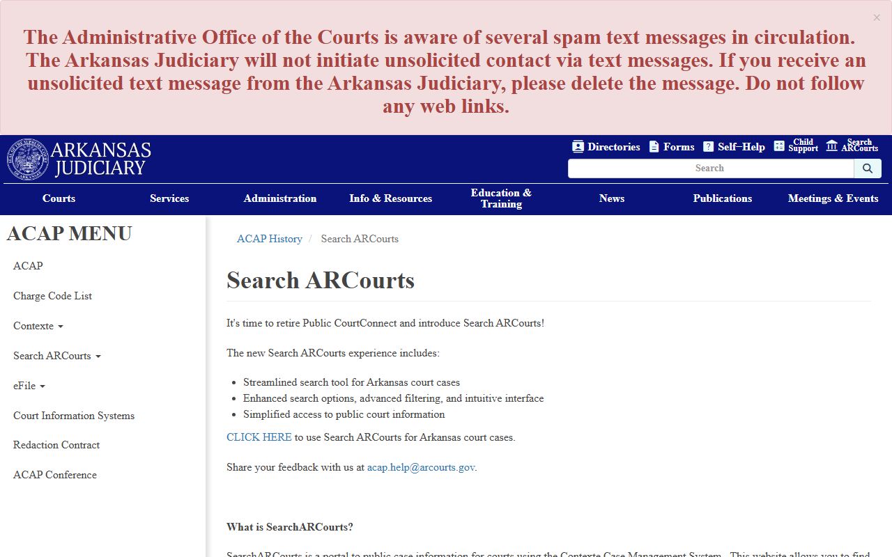 Hempstead County court records after arrest Search ARCourts overview